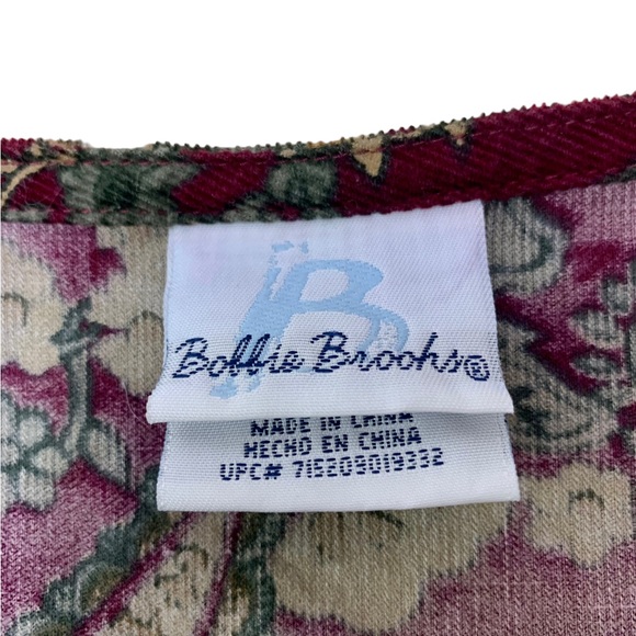 Vintage Bobbie Brooks Burgundy Corduroy Paisley Midi Dress Size XL - Picture 8 of 11